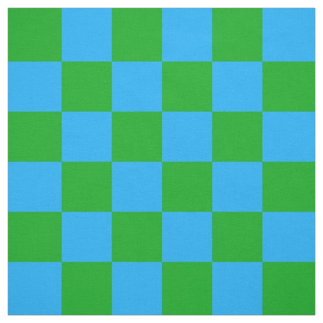 Blue Green Checkered Check Pattern Fabric (Swatch)
