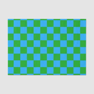 Blue Green Checkered Check Pattern Tissue Paper