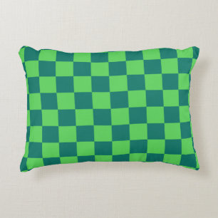 Blue Green Checkered Gingham Pattern Accent Pillow
