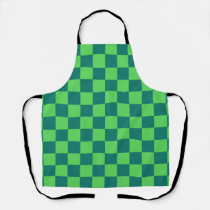 Blue Green Checkered Gingham Pattern Apron