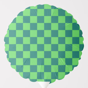 Blue Green Checkered Gingham Pattern Balloon