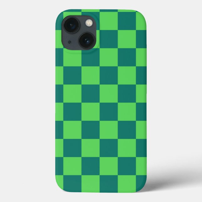 Blue Green Checkered Gingham Pattern Case-Mate iPhone Case (Back)