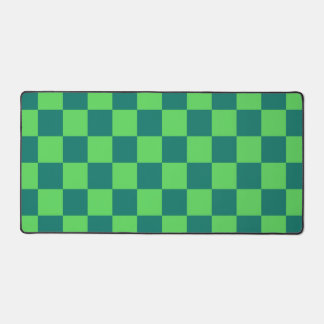 Blue Green Checkered Gingham Pattern Desk Mat