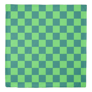 Blue Green Checkered Gingham Pattern Duvet Cover