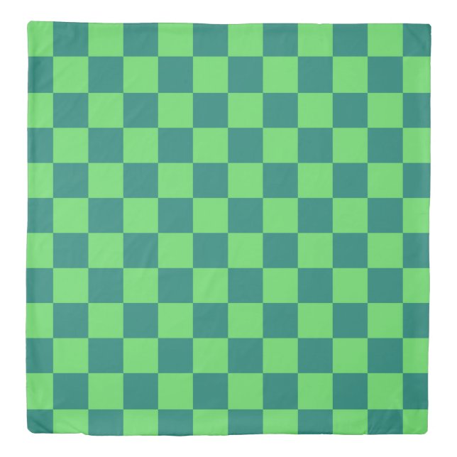 Blue Green Checkered Gingham Pattern Duvet Cover (Front)