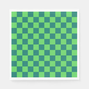 Blue Green Checkered Gingham Pattern Napkins