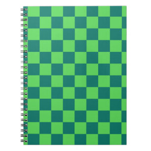 Blue Green Checkered Gingham Pattern Notebook