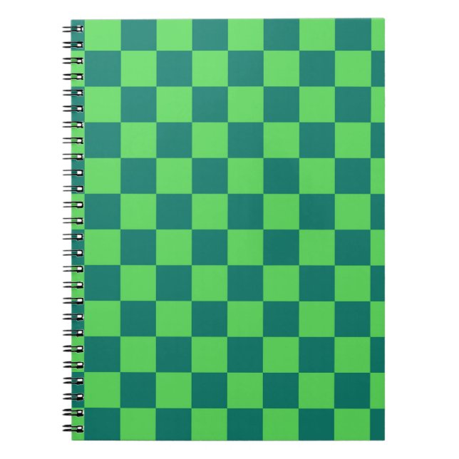 Blue Green Checkered Gingham Pattern Notebook (Front)