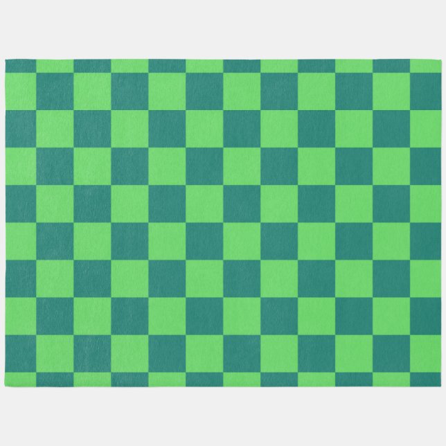 Blue Green Checkered Gingham Pattern Outdoor Rug (Front)