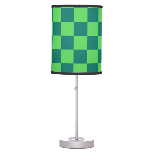 Blue Green Checkered Gingham Pattern Table Lamp