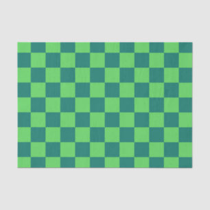 Blue Green Checkered Gingham Pattern Tissue Paper