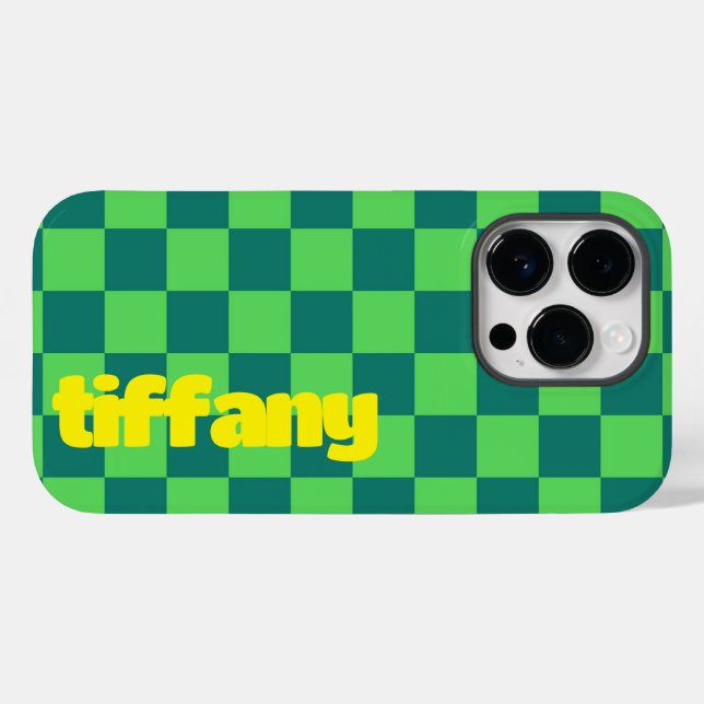 Blue Green Checkered Phone Case (Back (Horizontal))