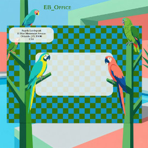 Blue & Green Checkered Return Address Envelope