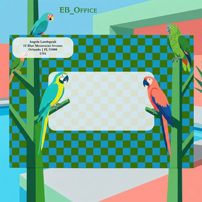 Blue & Green Checkered  Return Address  Envelope (Love the envelope, but looking for a different hue? Visit EB_Office to explore our full collection.)