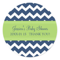 Blue Green Chevron Baby Shower Favor Stickers