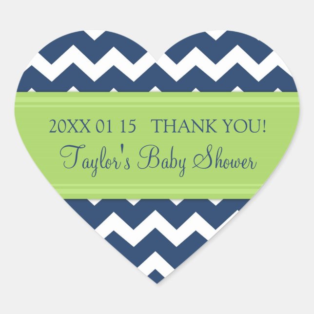 Blue Green Chevron Baby Shower Favor Stickers (Front)