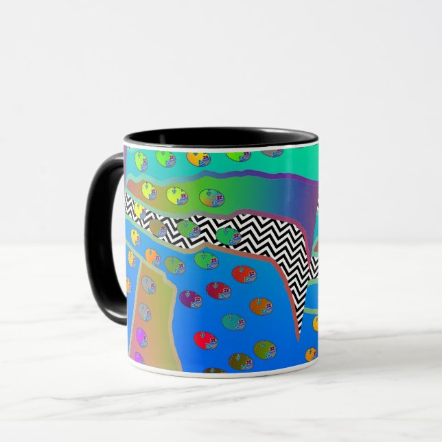 Blue Green Chevron Geo Mug (Front Left)