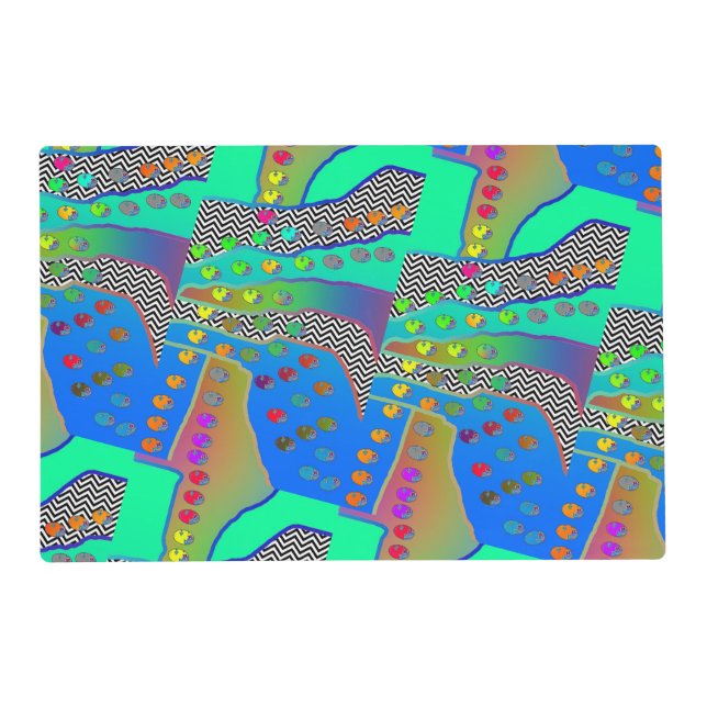 Blue Green Chevron Geo Placemat (Front)