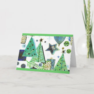blue green christmas holiday card