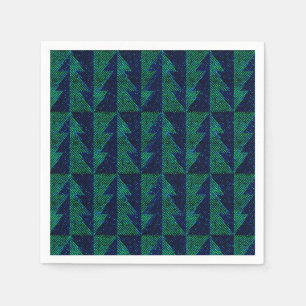 Blue, green Christmas trees. Christmas Napkins