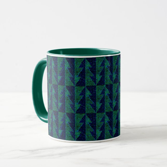 Blue, green Christmas trees. Mug (Front Left)