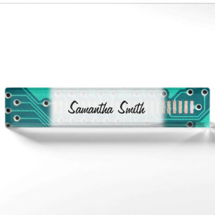Blue Green Circuit Board - Electronics Photography Name Plate