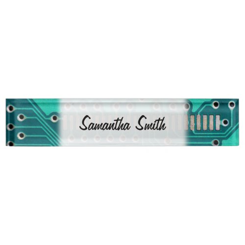 Blue Green Circuit Board _ Electronics Photography Name Plate