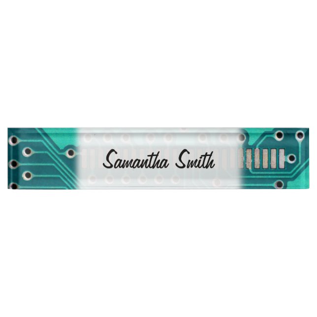 Blue Green Circuit Board - Electronics Photography Name Plate (Front)