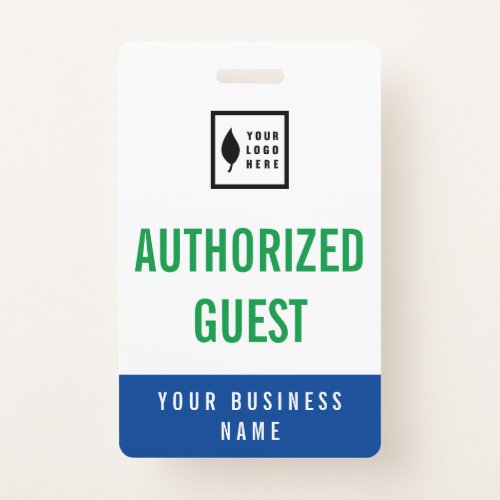 Blue Green Clean Add Your Logo Office Visitor Badge