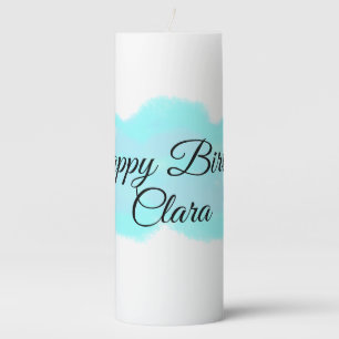 Blue green clouds pastel happy birthday modern kid pillar candle