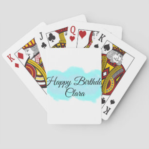 Blue green clouds pastel happy birthday modern kid poker cards