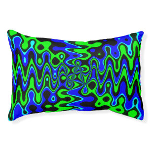 Blue & Green Colorful Psychedelic Art Dog Bed