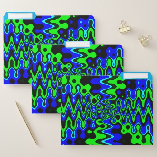 Blue  Green Colorful Psychedelic File Folders Set