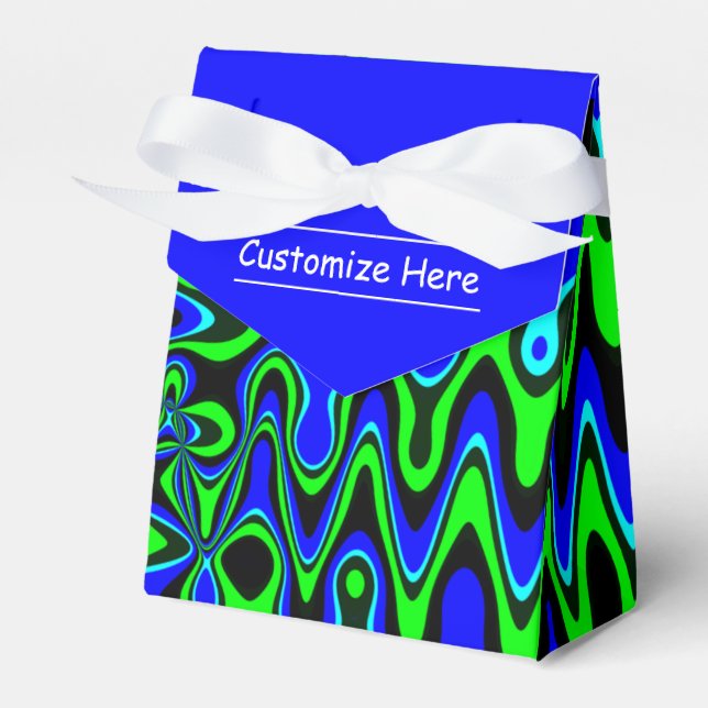 Blue & Green Colorful Psychedelic Tent Favor Box (Front Side)