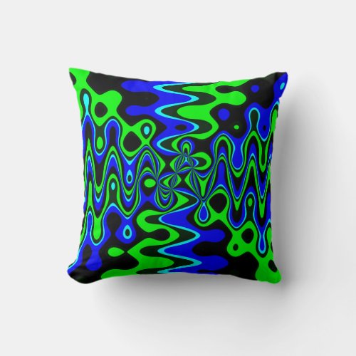 Blue  Green Colorful Psychedelic Throw Pillow