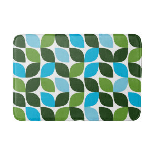 Blue, green, cool, trendy, modern nature abstract bath mat