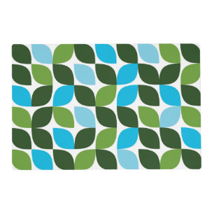 Blue, green, cool, trendy, modern nature abstract placemat