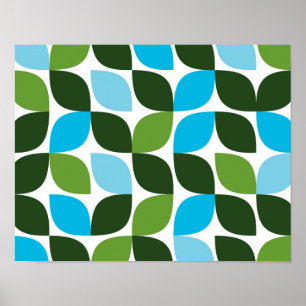 Blue, green, cool, trendy, modern nature abstract poster