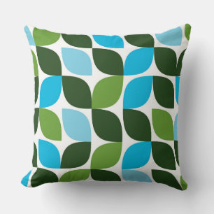 Blue, green, cool, trendy, modern nature abstract throw pillow