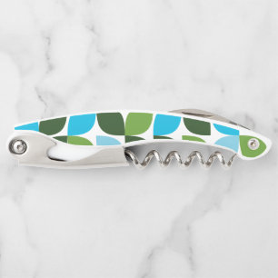 Blue, green, cool, trendy, modern nature abstract waiter's corkscrew