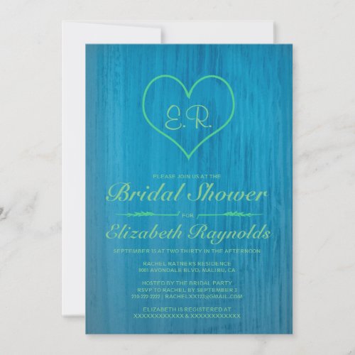 Blue &amp; Green Country Bridal Shower Invitations