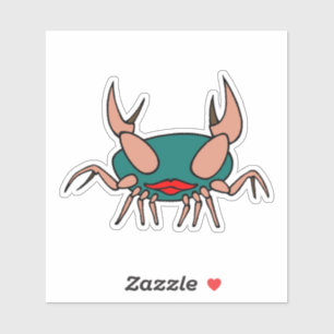 Blue-green crab with lips sticker