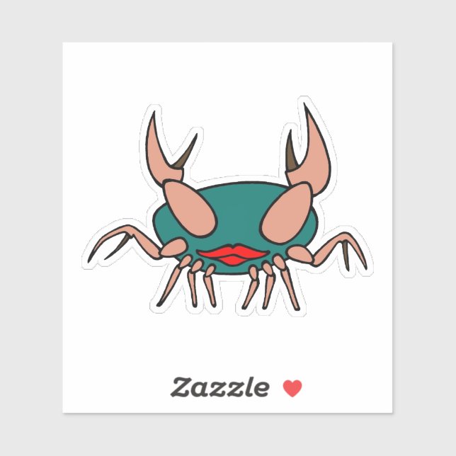 Blue-green crab with lips sticker (Sheet)