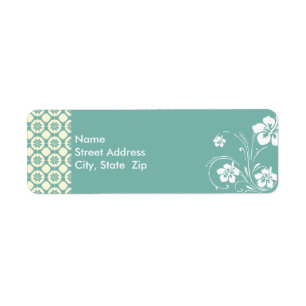 Blue-Green & Cream Floral; Aloha Label