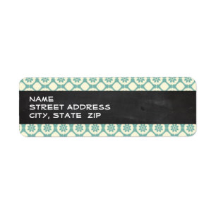 Blue-Green & Cream Floral; Vintage Chalkboard Label