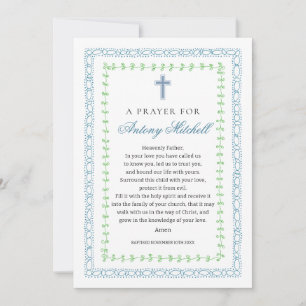 Blue Green Cross Baptism Prayer  Invitation