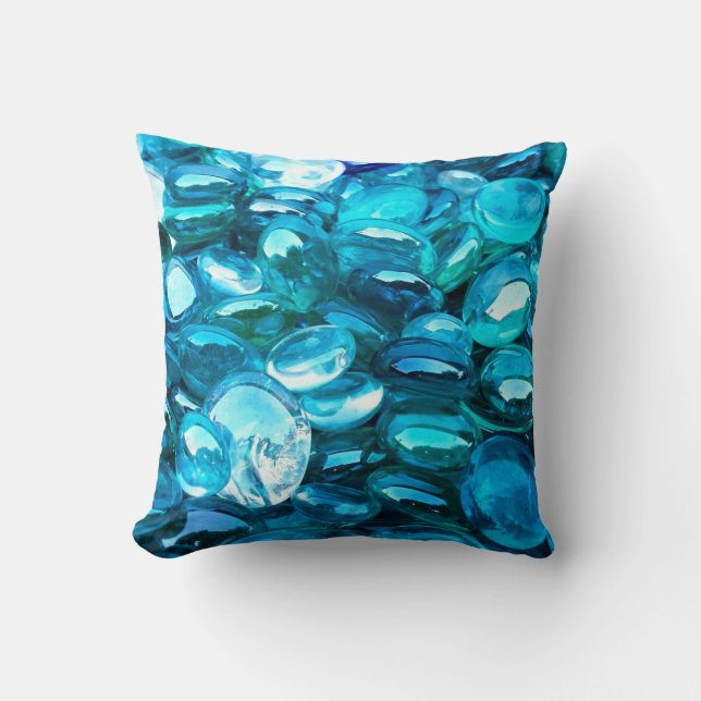 Blue green crystal glass bright throw pillow (Front)