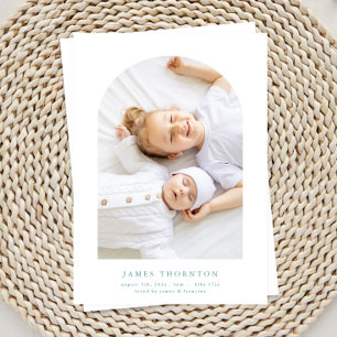 blue green custom two photo baby birth announcement