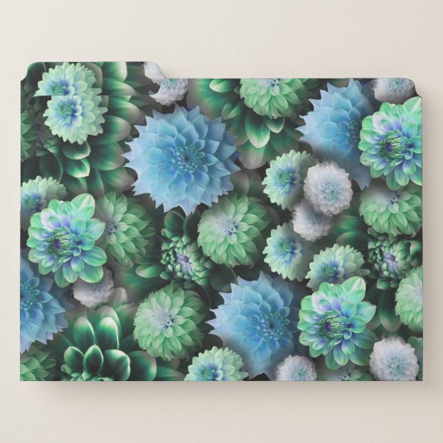 Blue Green Dahlias File Folder (Front Left)