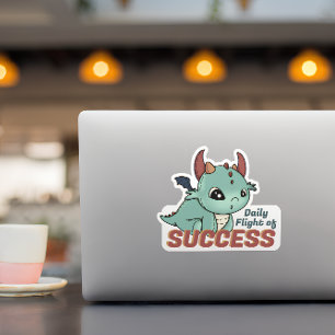 Blue Green Daily Flight of Success Baby Dragon Sticker